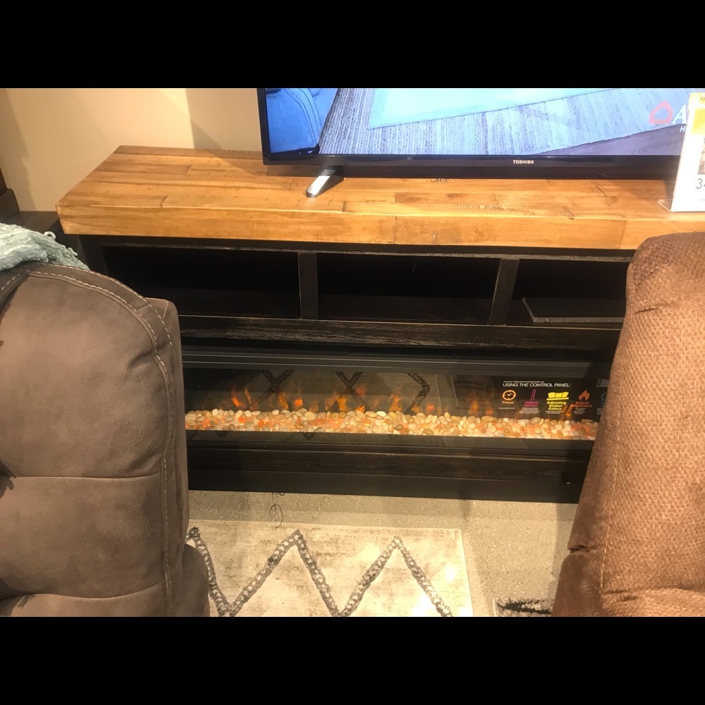 Tv stand with electric fireplace heater